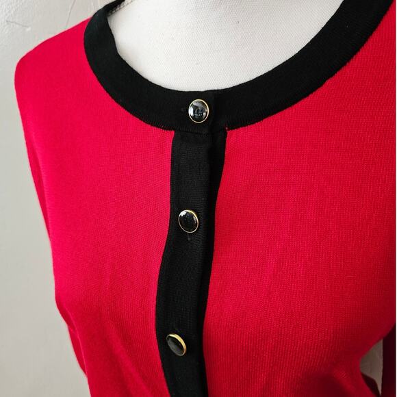 Premise Red Black Button Front Cardigan NEW - Picture 6 of 9